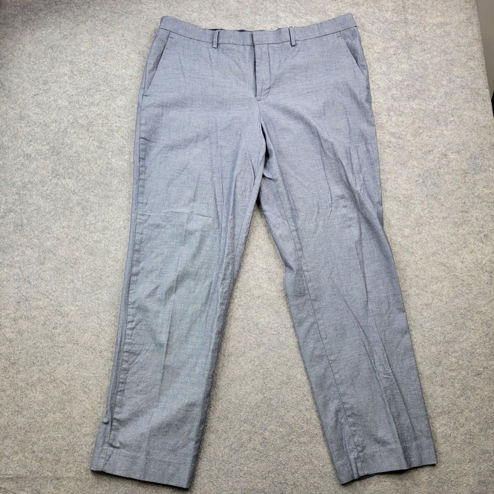 Express Producer Mens‎ 38x32 Blue Grey Textured Cotton Stretch Dress Pants
